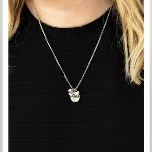 Silver and Pink Heart Pendant Necklace
